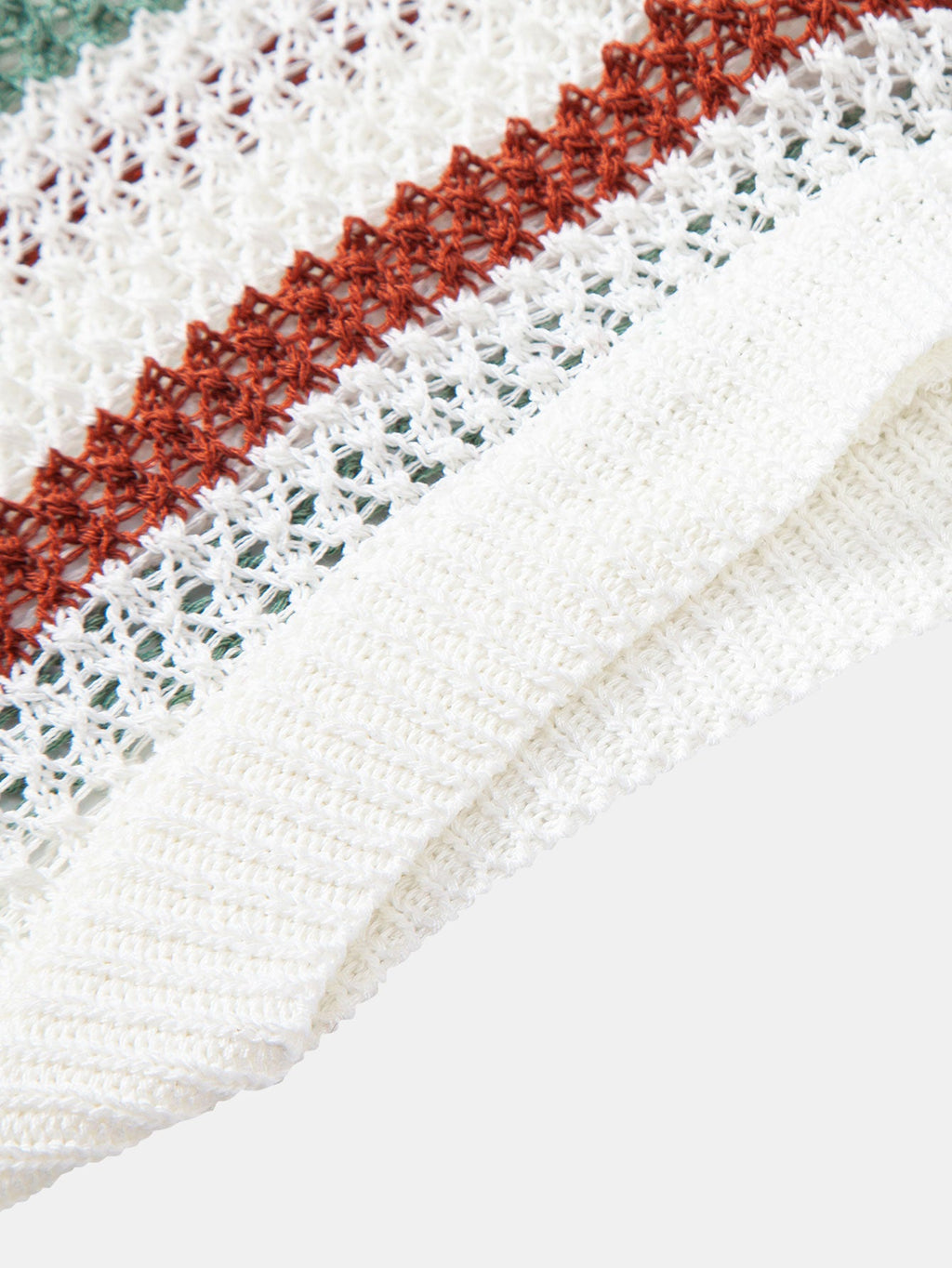 Stripe Crochet V Neck Knit Tank Top