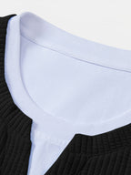 2 In 1 Ribbed Notched Collar T-Shirt & Ribbed 7" Shorts