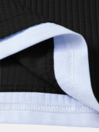 2 In 1 Ribbed Notched Collar T-Shirt & Ribbed 7" Shorts
