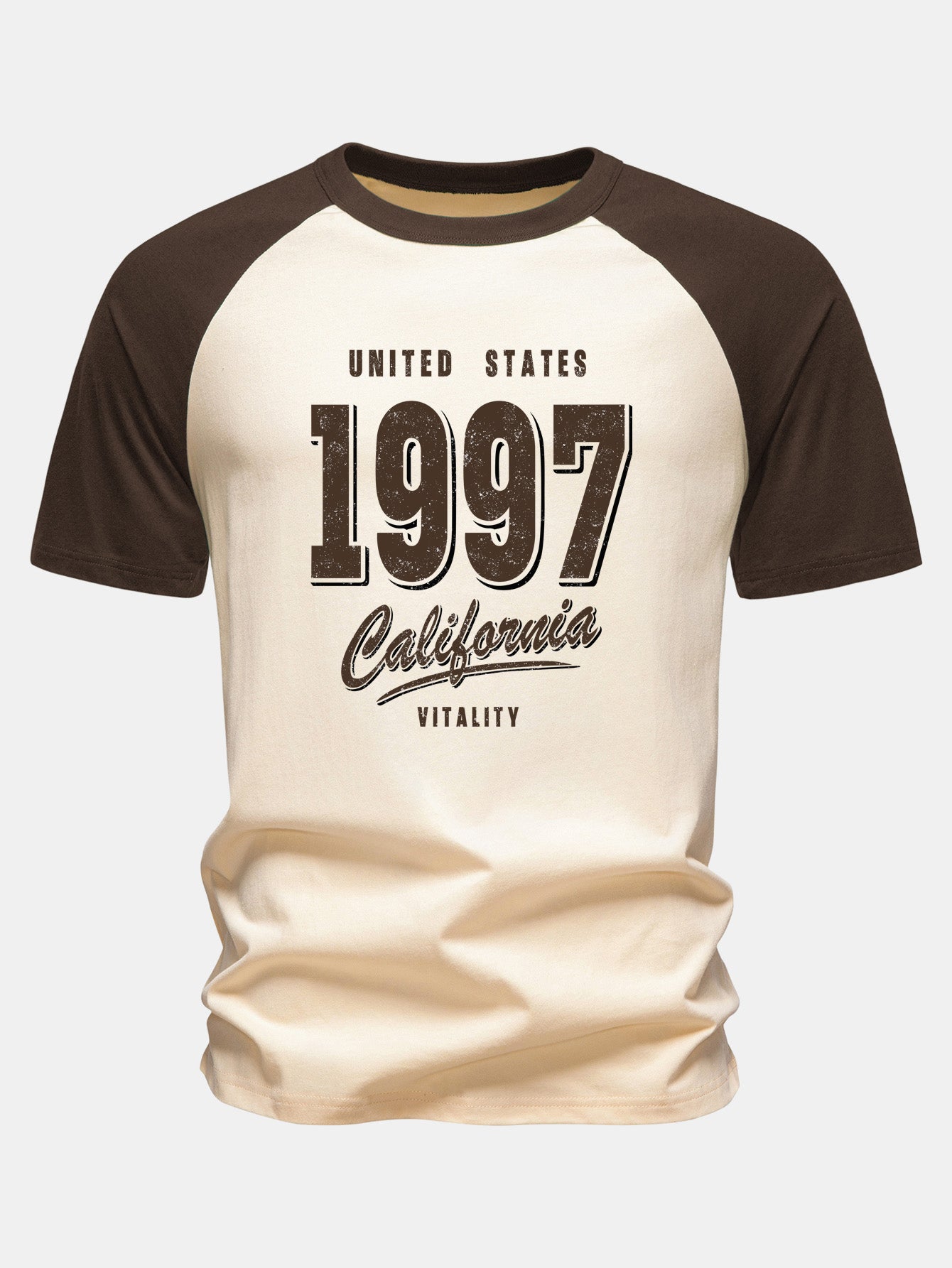 1997 California Print Cotton Raglan Sleeve T-Shirt