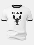 Ciao Lobster Print Contrast Ringer T-Shirt