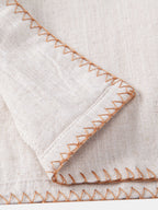Contrast Stitching Linen Rayon Blend Cuban Shirt