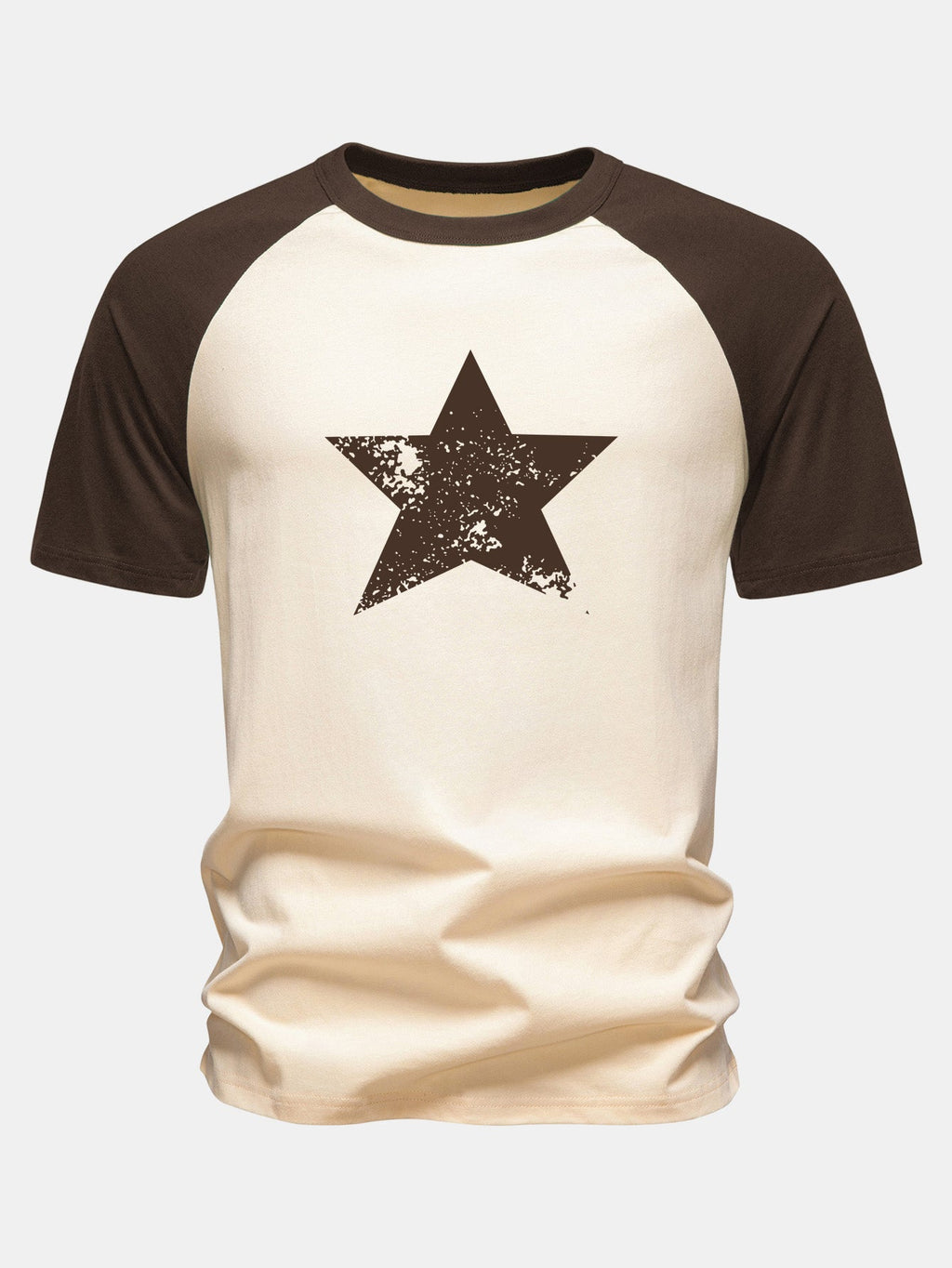 Star Print Cotton Raglan Sleeve T-Shirt