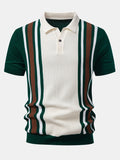 Contrast Striped Ribbed Knit Polo