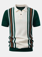 Contrast Striped Ribbed Knit Polo