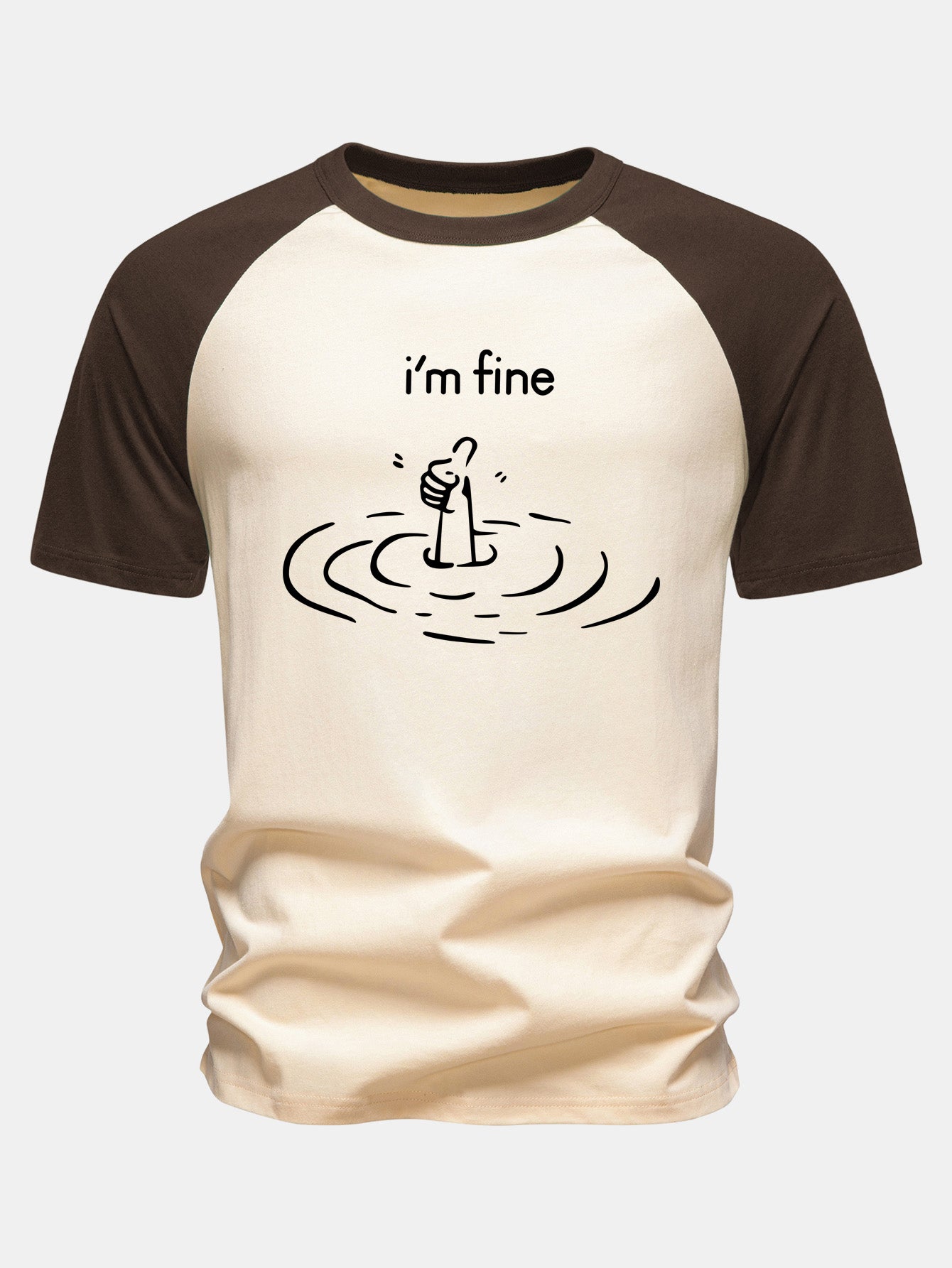 I'm Fine Print Cotton Raglan Sleeve T-Shirt