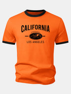 California Mountain Print Contrast Ringer T-Shirt