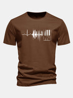 Regular Fit Keyboard Heartbeat Print Cotton T-Shirt