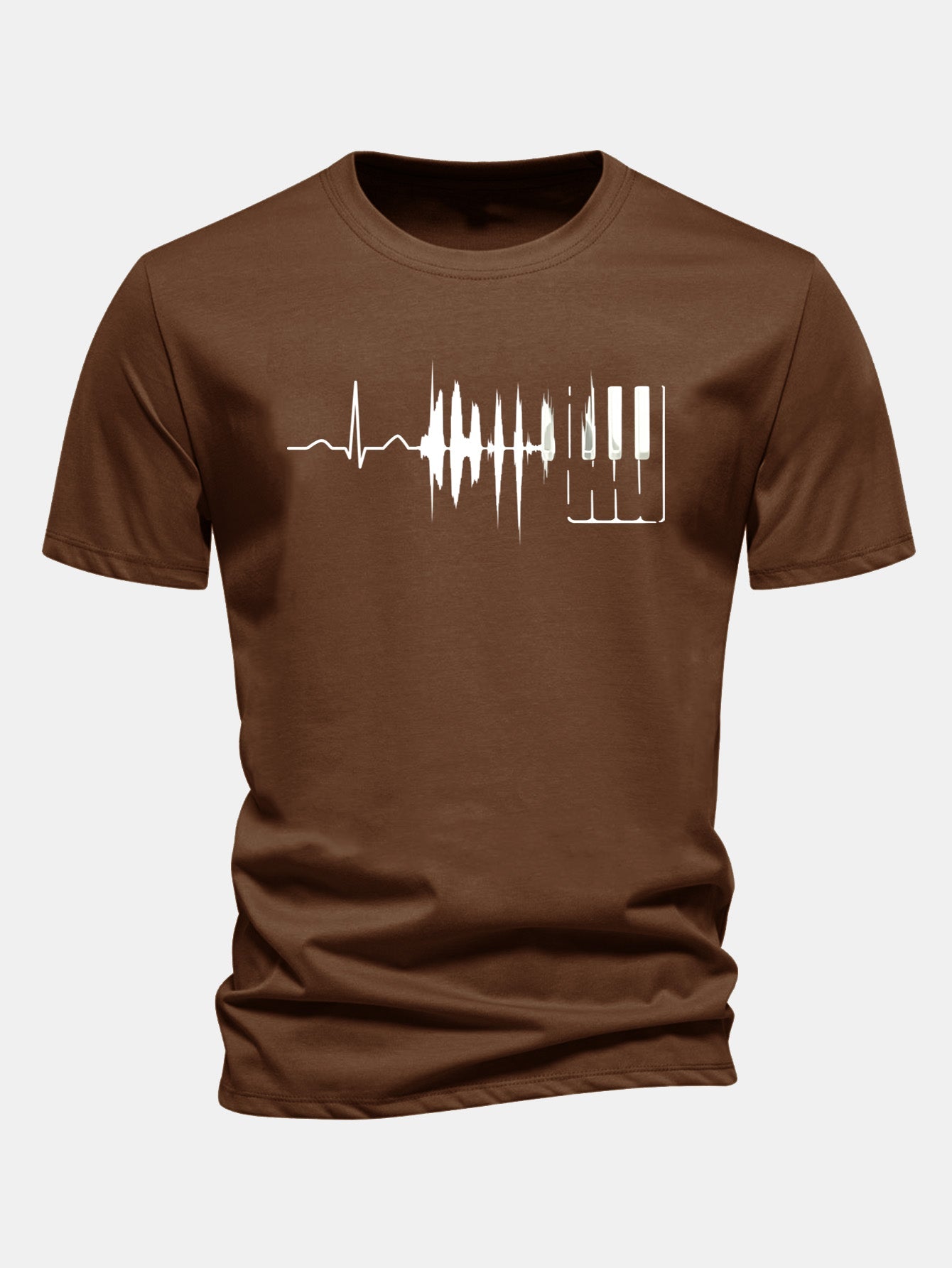 Regular Fit Keyboard Heartbeat Print Cotton T-Shirt