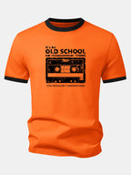 Cassette Tape Print Contrast Ringer T-Shirt