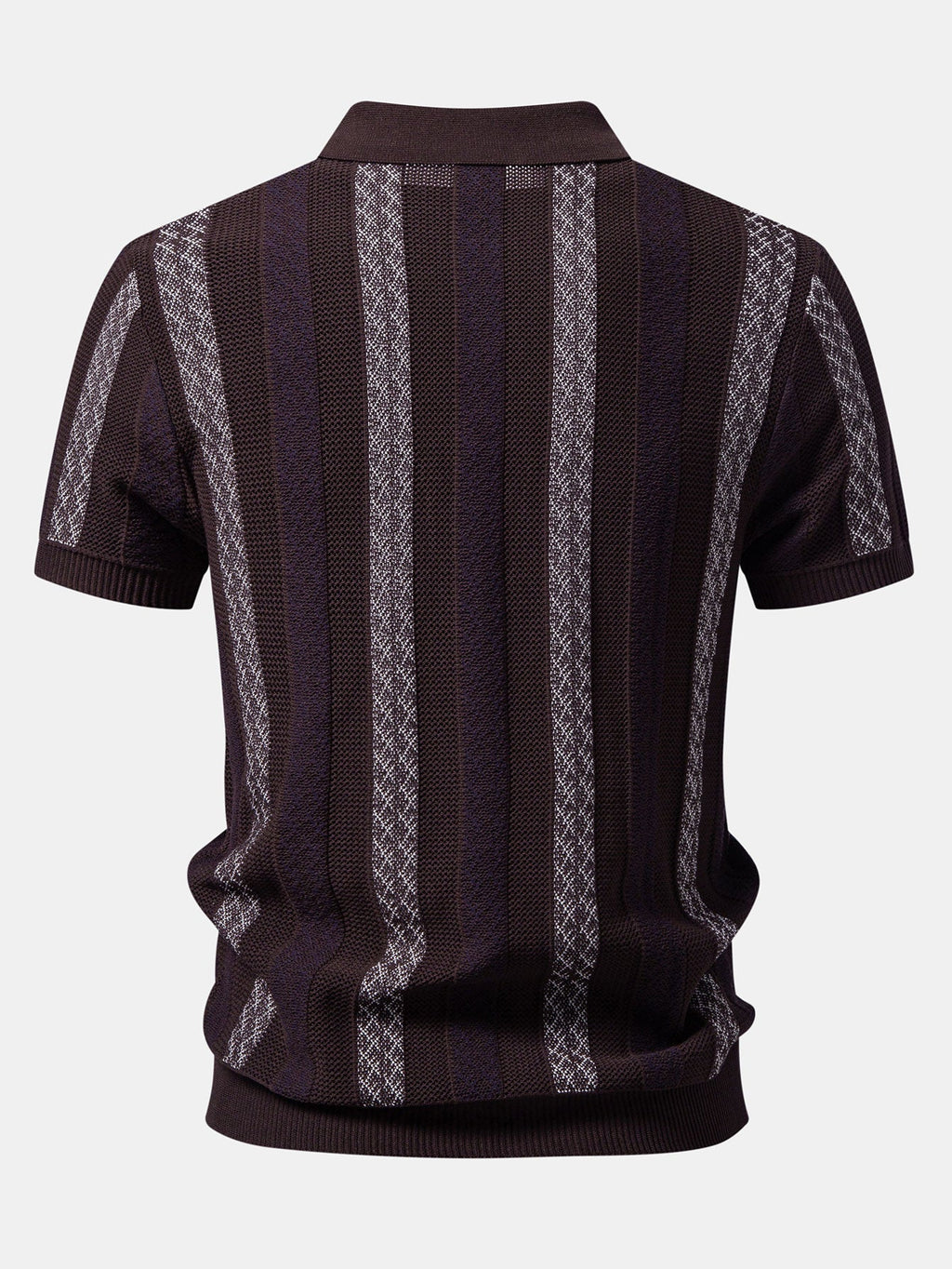 Striped Textured Knit Polo & Elastic Waist Chino Shorts