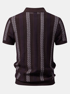 Striped Textured Knit Polo & Elastic Waist Chino Shorts