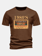 Regular Fit 1980's Cassette Tape Print Cotton T-Shirt