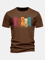 Regular Fit Colorful Mountain Print Cotton T-Shirt