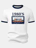 1980‘s Cassette Tape Print Contrast Ringer T-Shirt