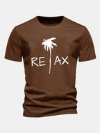 Regular Fit Relax Palm Tree Print Cotton T-Shirt