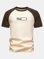 1% Battery Print Cotton Raglan Sleeve T-Shirt
