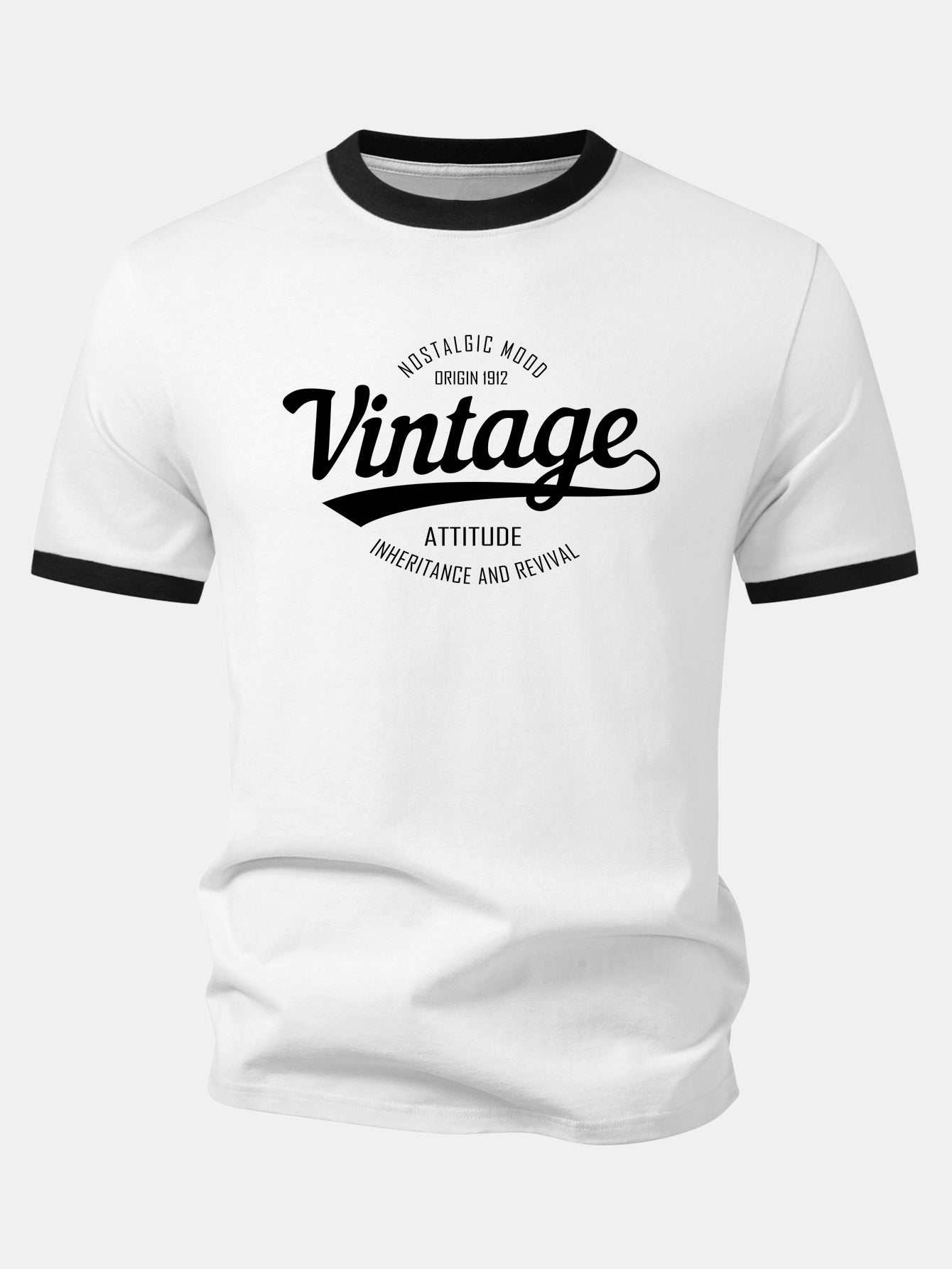 Vintage Print Contrast Ringer T-Shirt