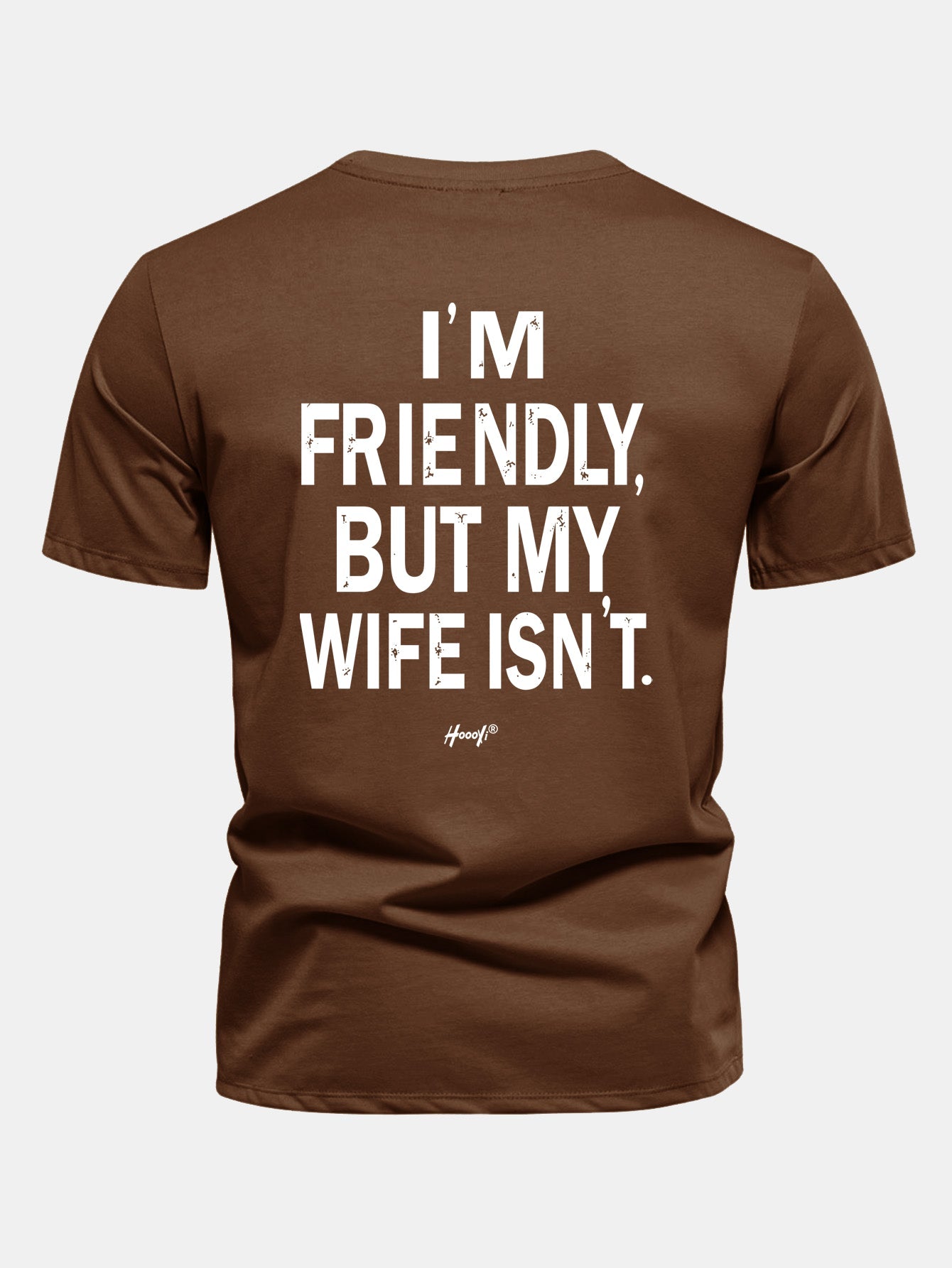 Regular Fit I Am Friendly But My Wife Is Not Back Print Cotton T-Shirt