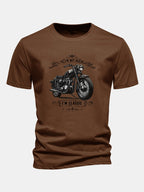 Regular Fit Classic Motorcycle Print Cotton T-Shirt