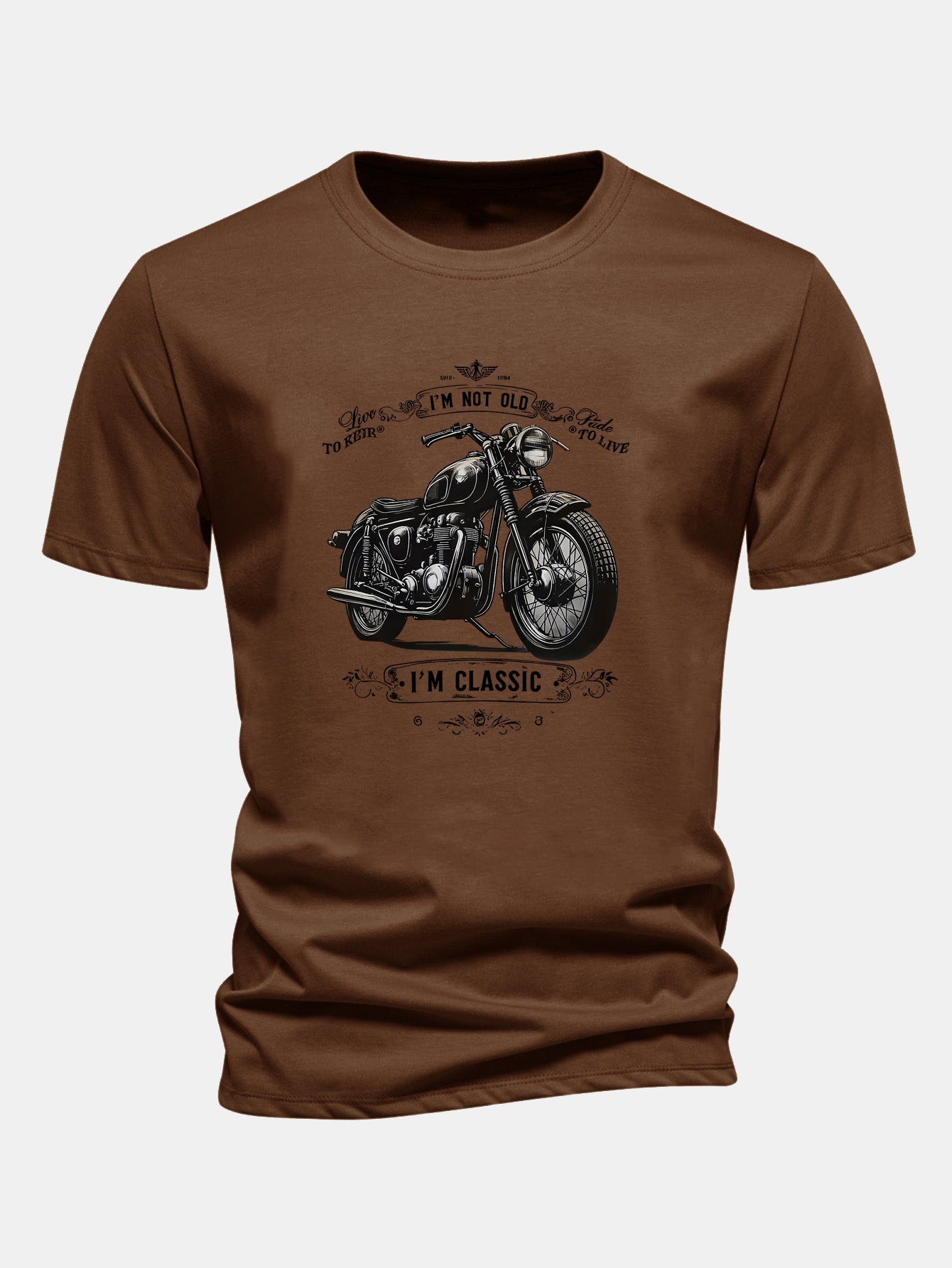 Regular Fit Classic Motorcycle Print Cotton T-Shirt