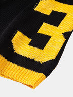 Vintage Contrast Varsity V Neck Knit T-Shirt