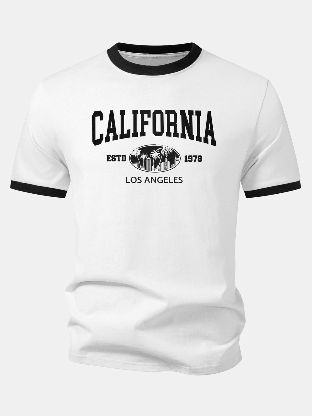 California Print Contrast Ringer T-Shirt