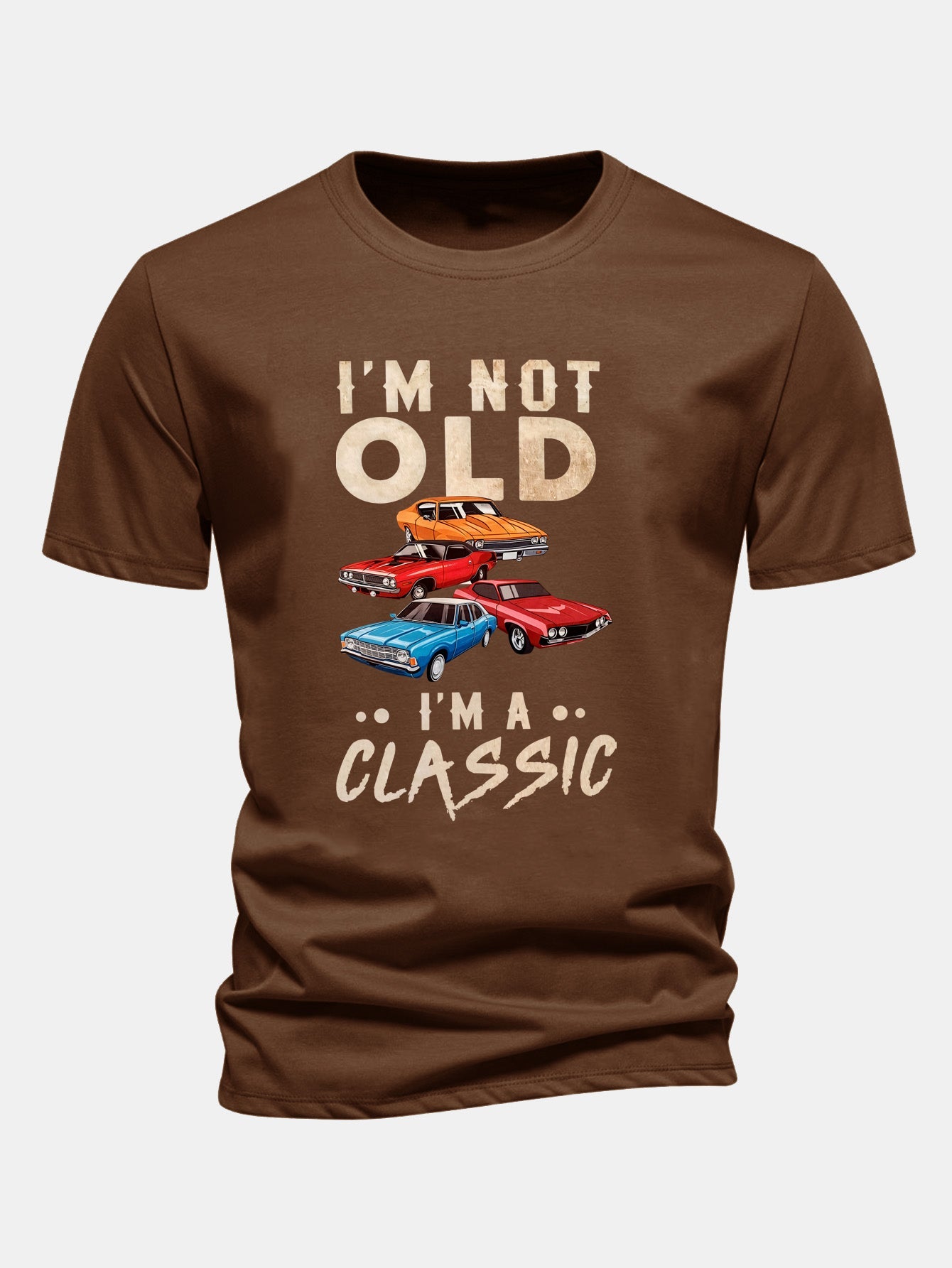Regular Fit Vintage Car Print Cotton T-Shirt
