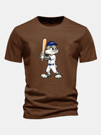 Regular Fit Baseball Rabbit Print Cotton T-Shirt