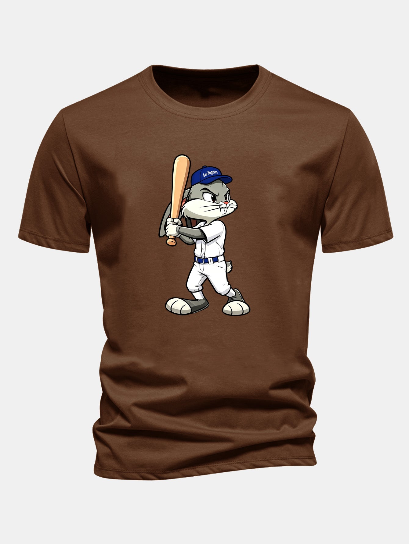 Regular Fit Baseball Rabbit Print Cotton T-Shirt