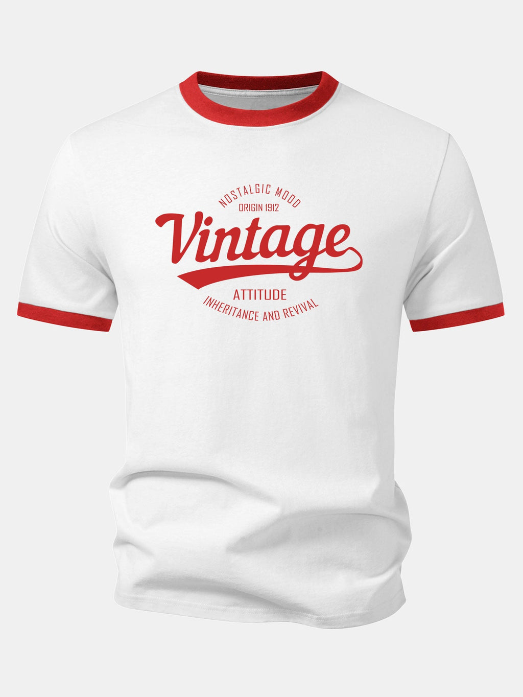 Vintage Print Contrast Ringer T-Shirt