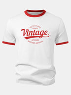 Vintage Print Contrast Ringer T-Shirt