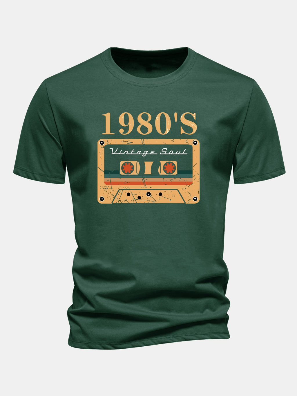 Regular Fit 1980's Cassette Tape Print Cotton T-Shirt