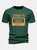 Regular Fit 1980's Cassette Tape Print Cotton T-Shirt