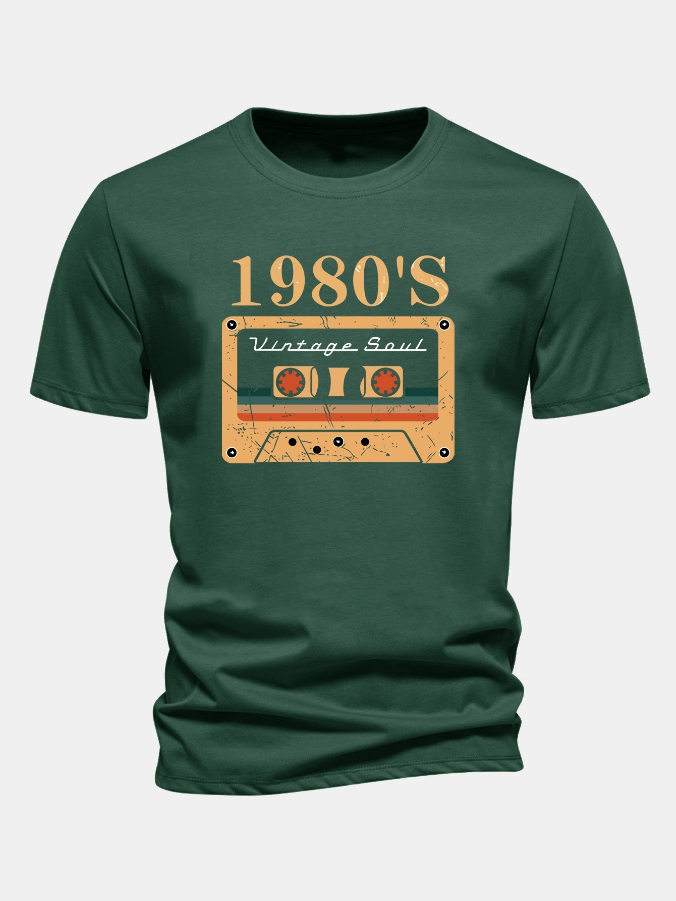 Regular Fit 1980's Cassette Tape Print Cotton T-Shirt