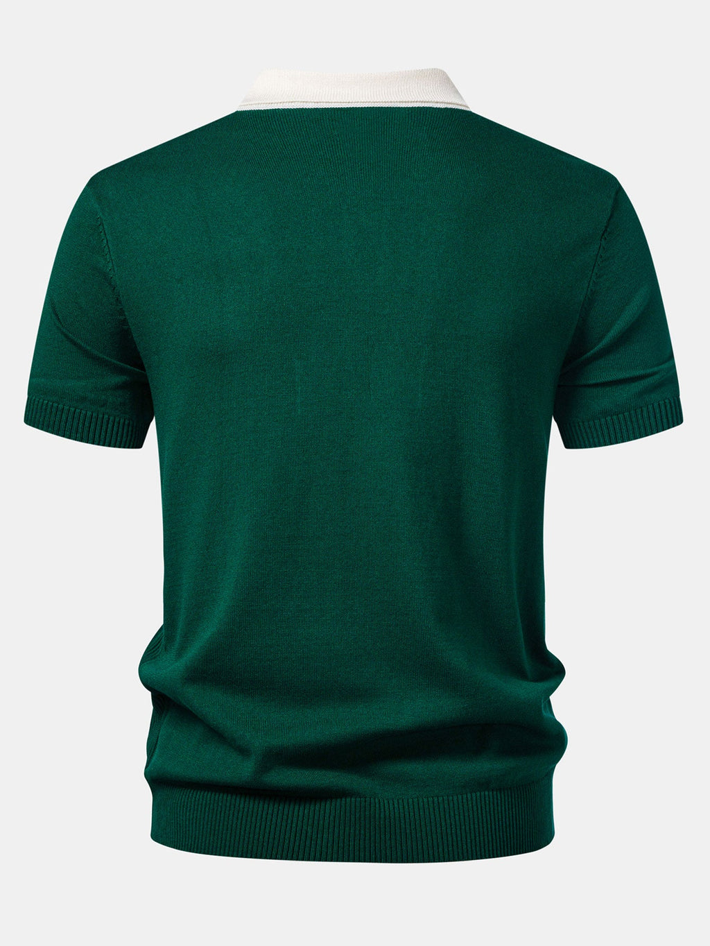 Contrast Striped Ribbed Knit Polo