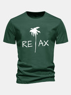Regular Fit Relax Palm Tree Print Cotton T-Shirt