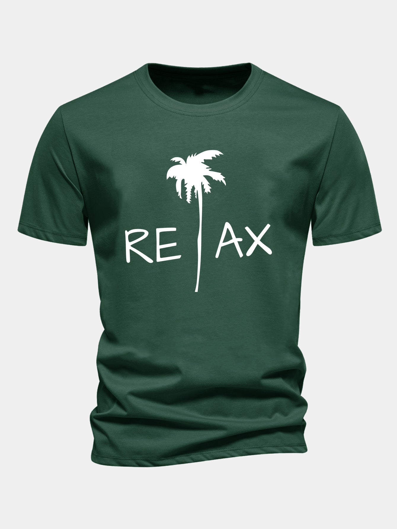 Regular Fit Relax Palm Tree Print Cotton T-Shirt