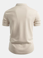 Muscle Fit Waffle Stand Collar Shirt & Drawstring 7" Shorts Set