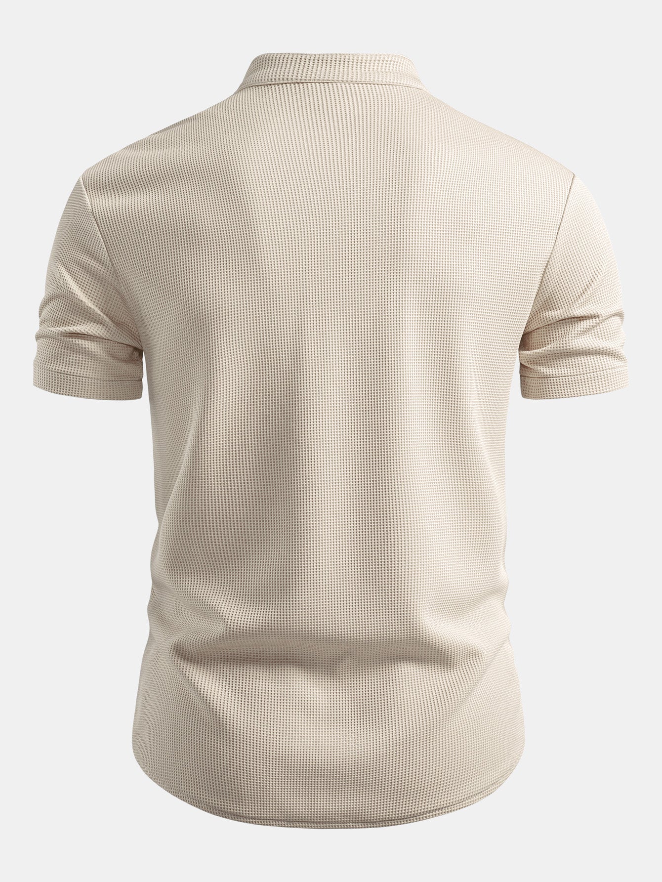 Muscle Fit Waffle Stand Collar Shirt & Drawstring 7" Shorts Set