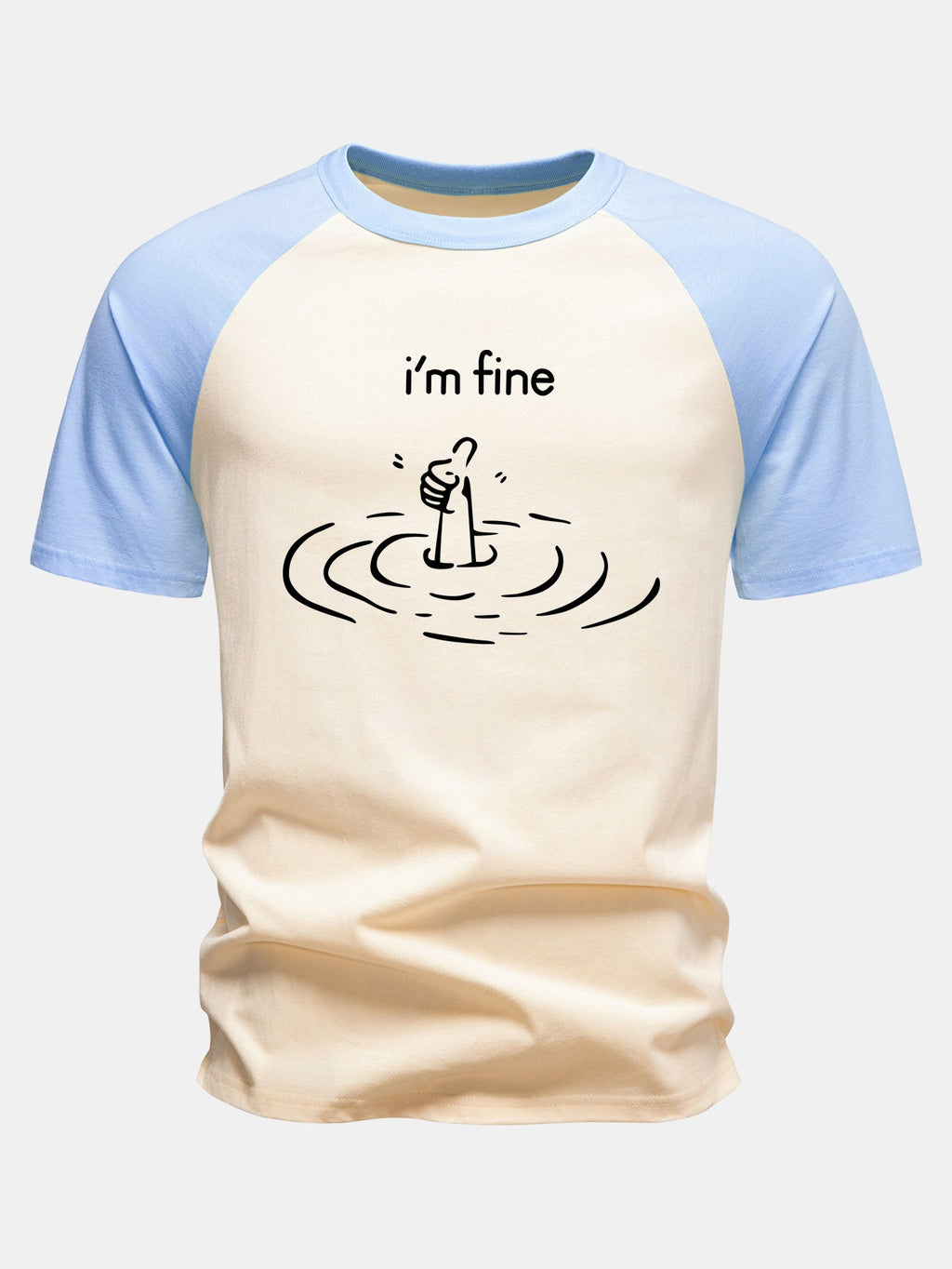 I'm Fine Print Cotton Raglan Sleeve T-Shirt
