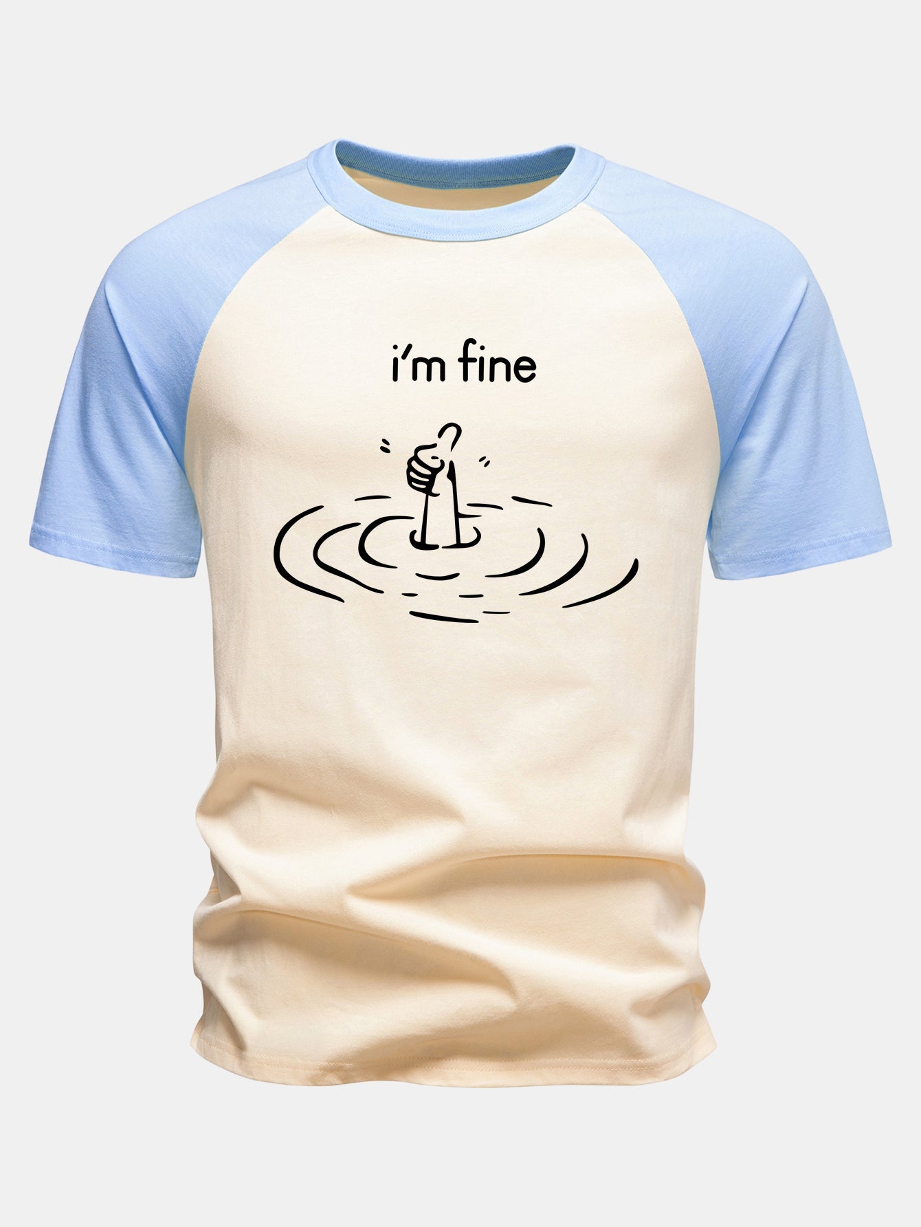 I'm Fine Print Cotton Raglan Sleeve T-Shirt