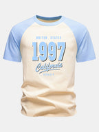 1997 California Print Cotton Raglan Sleeve T-Shirt