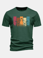Regular Fit Colorful Mountain Print Cotton T-Shirt