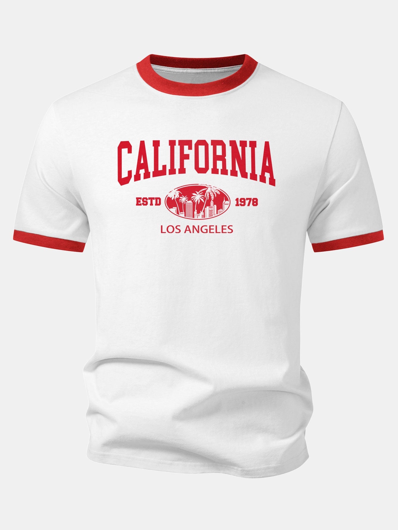 California Print Contrast Ringer T-Shirt