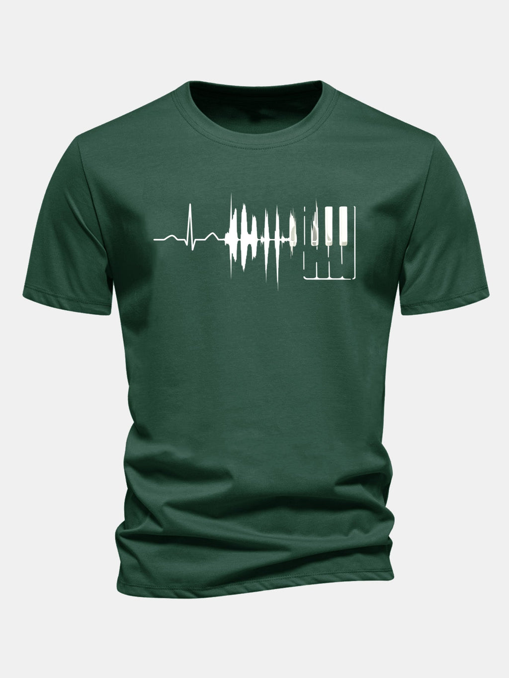Regular Fit Keyboard Heartbeat Print Cotton T-Shirt