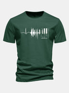 Regular Fit Keyboard Heartbeat Print Cotton T-Shirt