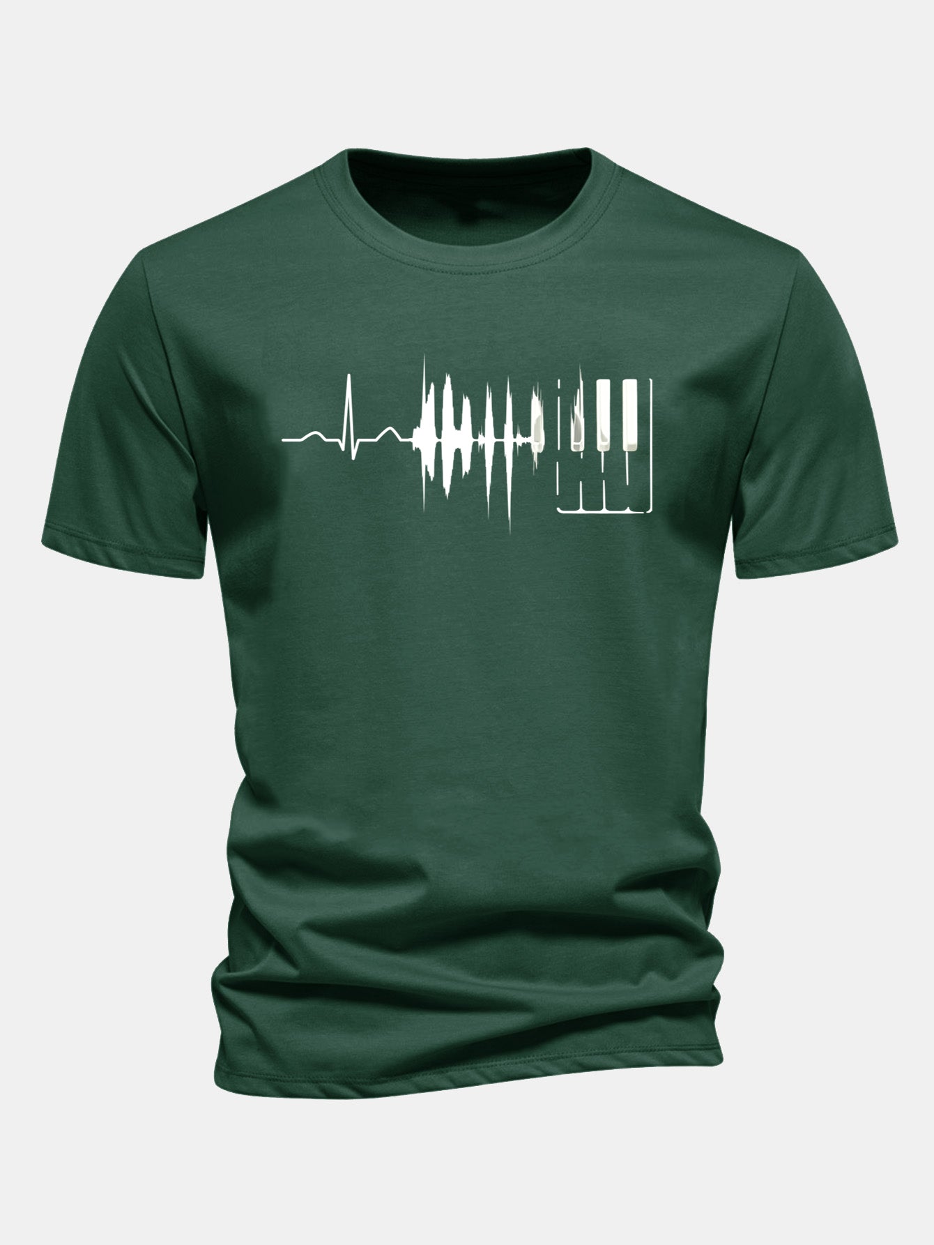 Regular Fit Keyboard Heartbeat Print Cotton T-Shirt