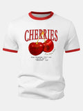 Cherry Print Contrast Ringer T-Shirt