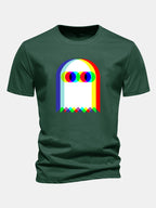 Regular Fit Glitch Ghost Print Cotton T-Shirt